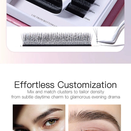 DeceMars V-shaped 3D eyelash extensions Matte Black 12 Rows/Tray