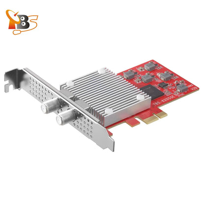 TBS6205se Quad TV Tuner PCIe Card - DVB-T2/C/ISDB-T/ATSC 1.0, 4 Tuners for PC -Watch Freeview UK HD/SD Channels, PVR Recording