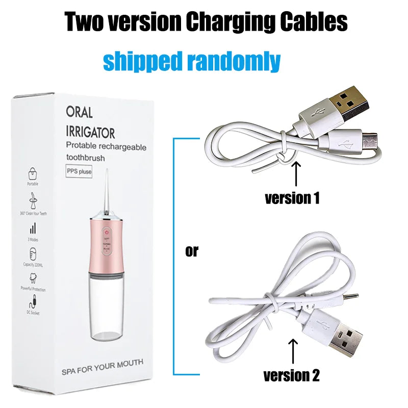 Portable Cordless dental water flossers,Professional Electric Oral Irrigator tooth cleaner 3 Modes & Water Drill,IPX7 Waterproof