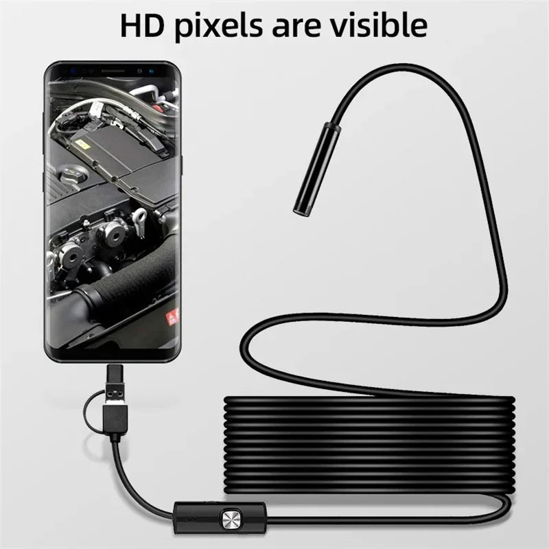 KERUI Industrial Borescope, 3 in 1 Endoscope Camera with 6 LEDs, Type C,IP67 Waterproof, OTG Mini Camera for Pipeline Inspection