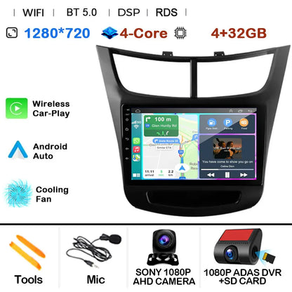 For Chevrolet Sail aveo 2015 2016 2017 2018 2019 2020 2022 carplay Android 15 DSP 2 din 4G NET Car Radio Multimedia Video Player