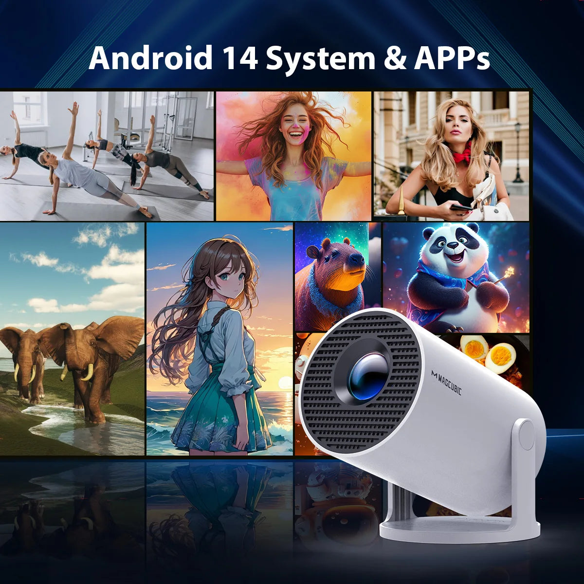 Magcubic Projector HY300 PRO 8K Android 14 Dual Wifi6 290ANSI Allwinner H726 BT5.4 1080P 1280*720P Home Cinema Outdoor Projetor