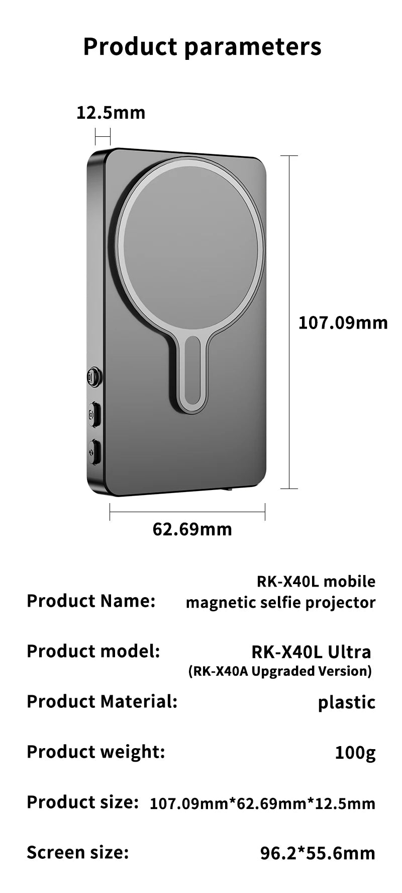 Mobile phone magnetic projection device, rear - high - definition self - shooting, wireless projection is extremely convenient