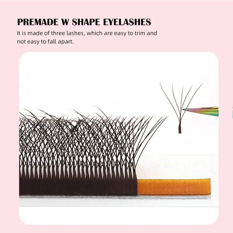 Yelix Brown Eyelashes W Shaped Eyelash Extensions Single Tips 2D 3D 4D 5D Premade Fans Lahses Soft Natural Individual Lahes
