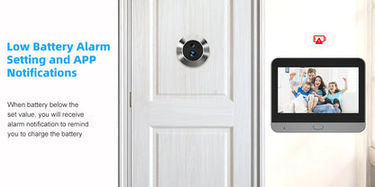 Smart 3MP Mini Digital Peephole Door Camera 2.4Ghz WiFi Infrared IR Night Vision PIR Motion Detection Digital Viewer iCam365 APP
