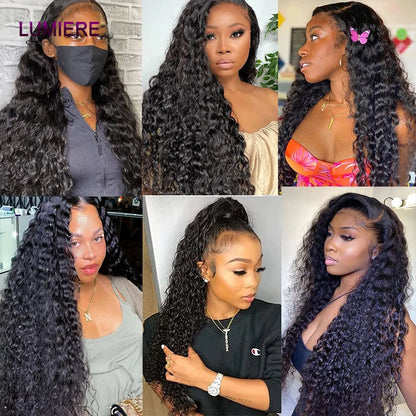 Deep Curly Wave Human Hair 3/4  Bundles Deal Malaysian Hair Weaves 100% Virgin Rew Human Hair Extensions Double Weft Wholeasle
