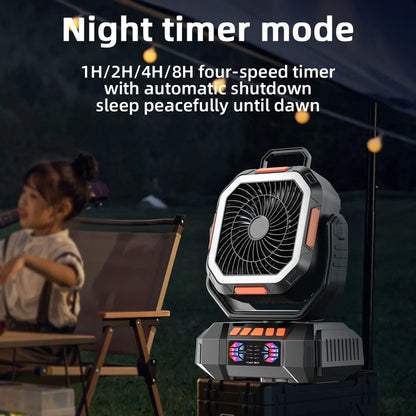 Portable Camping Fan with 40000mAh Battery Powerful Wind Stepless Speed Regulation and Fast Charging Outdoor Camping Essentials