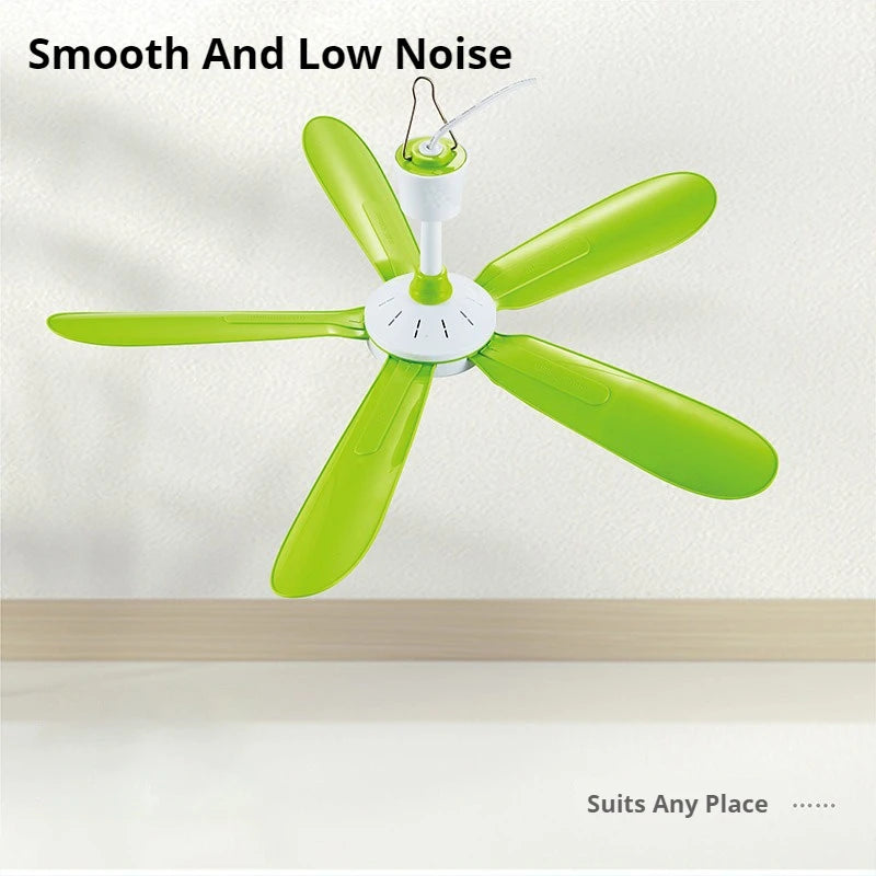 Silent 5 Leaves Ceiling Canopy fan with 1.8m switch Hanging Fan for Camping Bed Dormitory Tent 220V