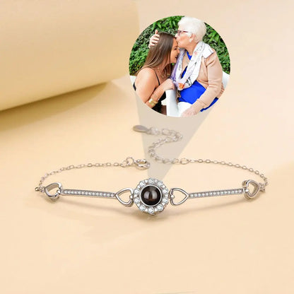 Custom Photos Bracelets 925 Sterling Silver Personalized Projection Photo Bracelet for Women Wife Mom Jewelry Mother's Day Gift