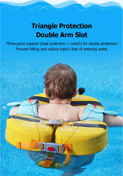Mambobaby Float with Crotch Strap UPF50+ Canopy Air-Free Non-Inflatable Baby Swimming Ring Toddler Pool Float Infant Water Ring