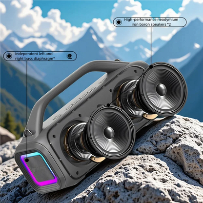 Karaoke Machine for Adults, Portable Bluetooth Speaker with 2 Wireless Microphones, Portable PA System with Disco Lights