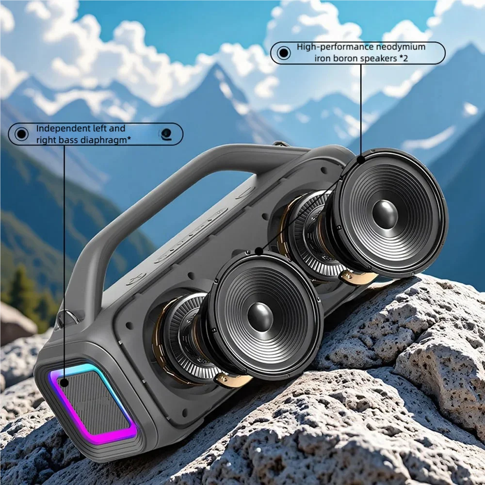 Karaoke Machine for Adults, Portable Bluetooth Speaker with 2 Wireless Microphones, Portable PA System with Disco Lights