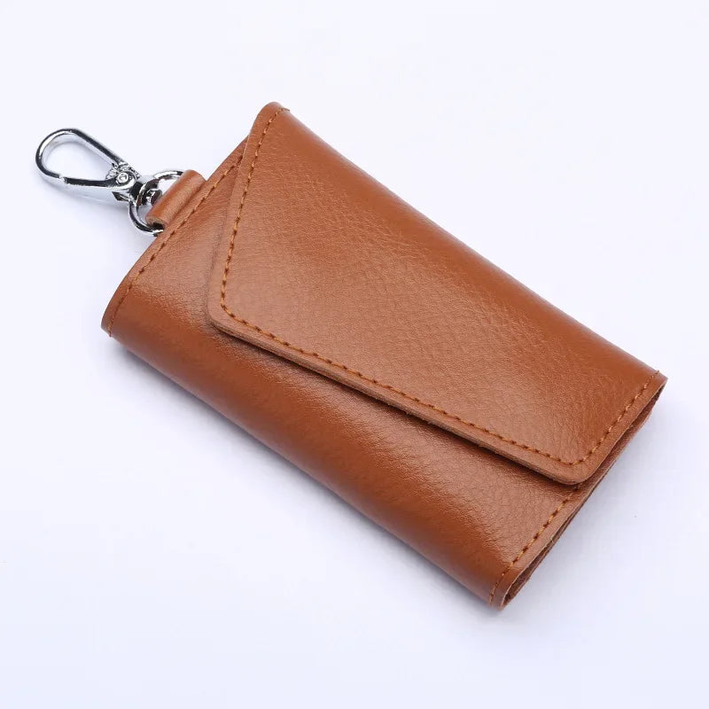 New Genuine Leather Keychain Men Key holder key organizer Pouch Car Key pouch Wallet Housekeeper Key Case Mini Card Bag