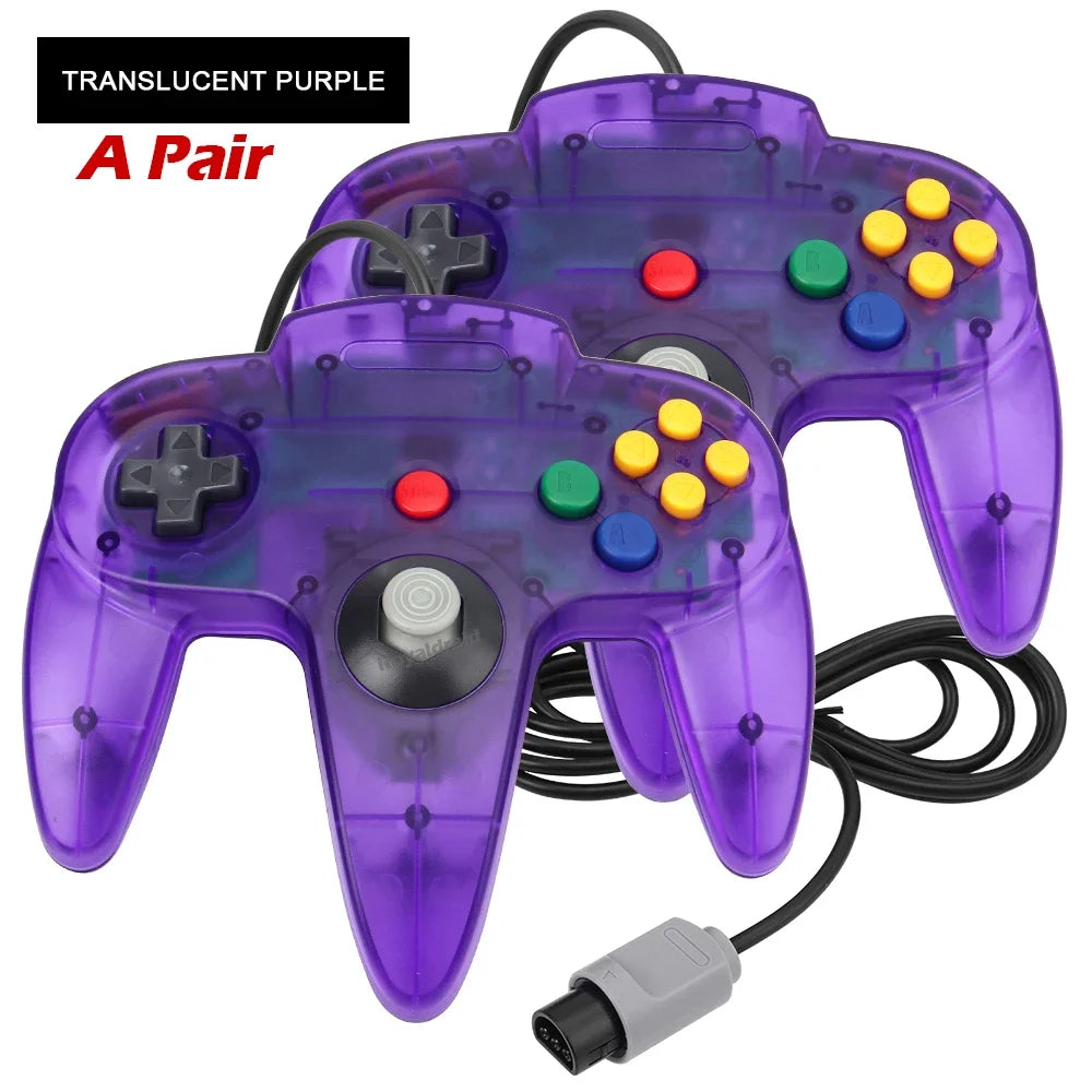 2PCS/Pair For N64 Controller Classic Wired Remote Control Gamepad Gaming Joystick Retro Video Game Joypad for N64 Console Access