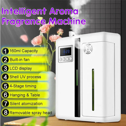Smart Scent Machine Aroma Diffuser Wall Mounted Hotel 160ML Essential Oil Diffuser With Fan For Large Area Hotel Lobby Office