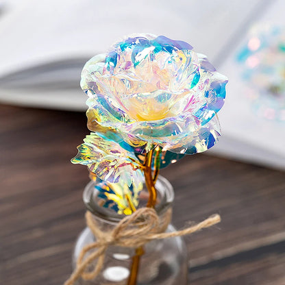 24k Gilded Rose Gold Crystal Artificial Rose Flower The Best Gift for Christmas Wedding Anniversary Mother's Day Valentine's Day