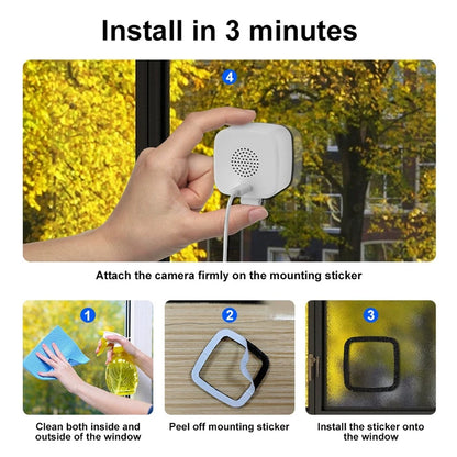 Window Camera Replaces Outdoor Cameras 2.4/5GHz WiFi Camera 3MP Resolution Full-Color Night Vision Through Window Mini Camera