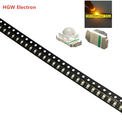 100PCS 1206(3216) Ball head concentrated SMD LED Diode Chip Red Green Blue Yellow Orange White SMT Lamp Light Beads Emitting Kit