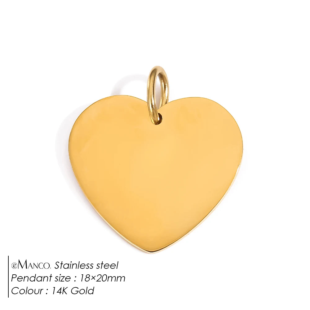 eManco Mother's Day Blank Heart Charm Stainless Steel Waterproof Polished Pendant Making DIY Necklace Bracelet 48 Hour Shipping