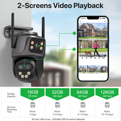 6K 9MP HD IP Camera Outdoor Three-Lens External WiFi Camera 4K/2K Dual Screen Security PTZ Cam Auto Tracking Surveillance iCSee
