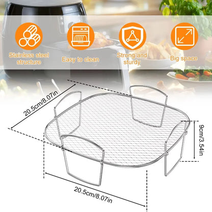 Adjustable Multifunctional Roasting Rack for Air Fryer Dehydrator BBQ - Steaming Rack Compatible with Various Kitchen Appliances