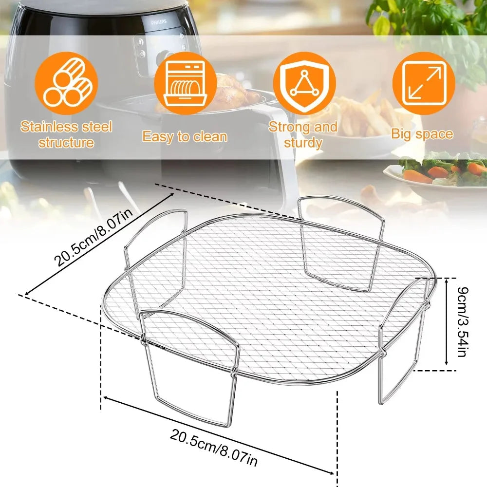 Adjustable Multifunctional Roasting Rack for Air Fryer Dehydrator BBQ - Steaming Rack Compatible with Various Kitchen Appliances