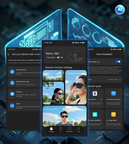 New Upgrade Smart glasses With Camera Video Recording AI Photo Recognition Bluetooth Call Translation Voice Sunglasses Men Women