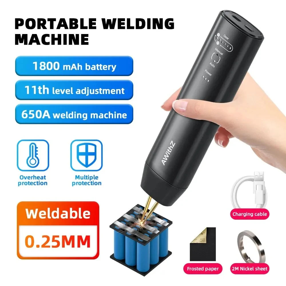 HOMEFISH Portable Spot Welder DIY Handheld Spot Welding Machine 11 Gears Adjustable Energy Storage Spot Welding