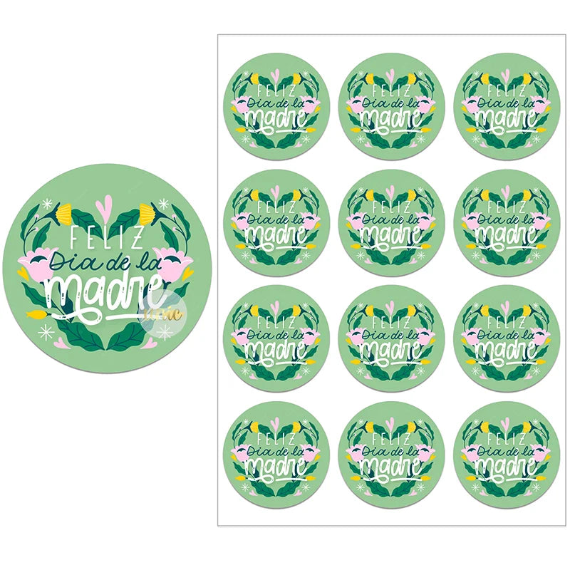 Feliz Día De La Madre Español Happy Mother's Day Decor Stickers Labels Floral Self-adhesive Paper Labels