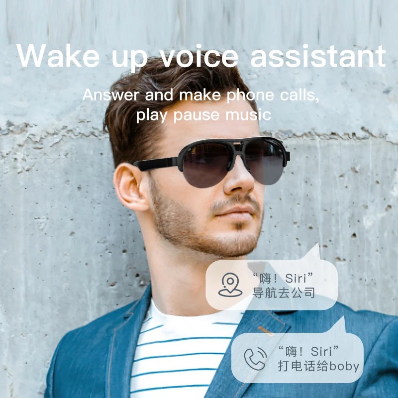 F08 Open-Ear Design Music & Calls Wireless Audio Eyewear Polarized Lenses Built-in Mic Semi-Rim Bluetooth Sunglasses