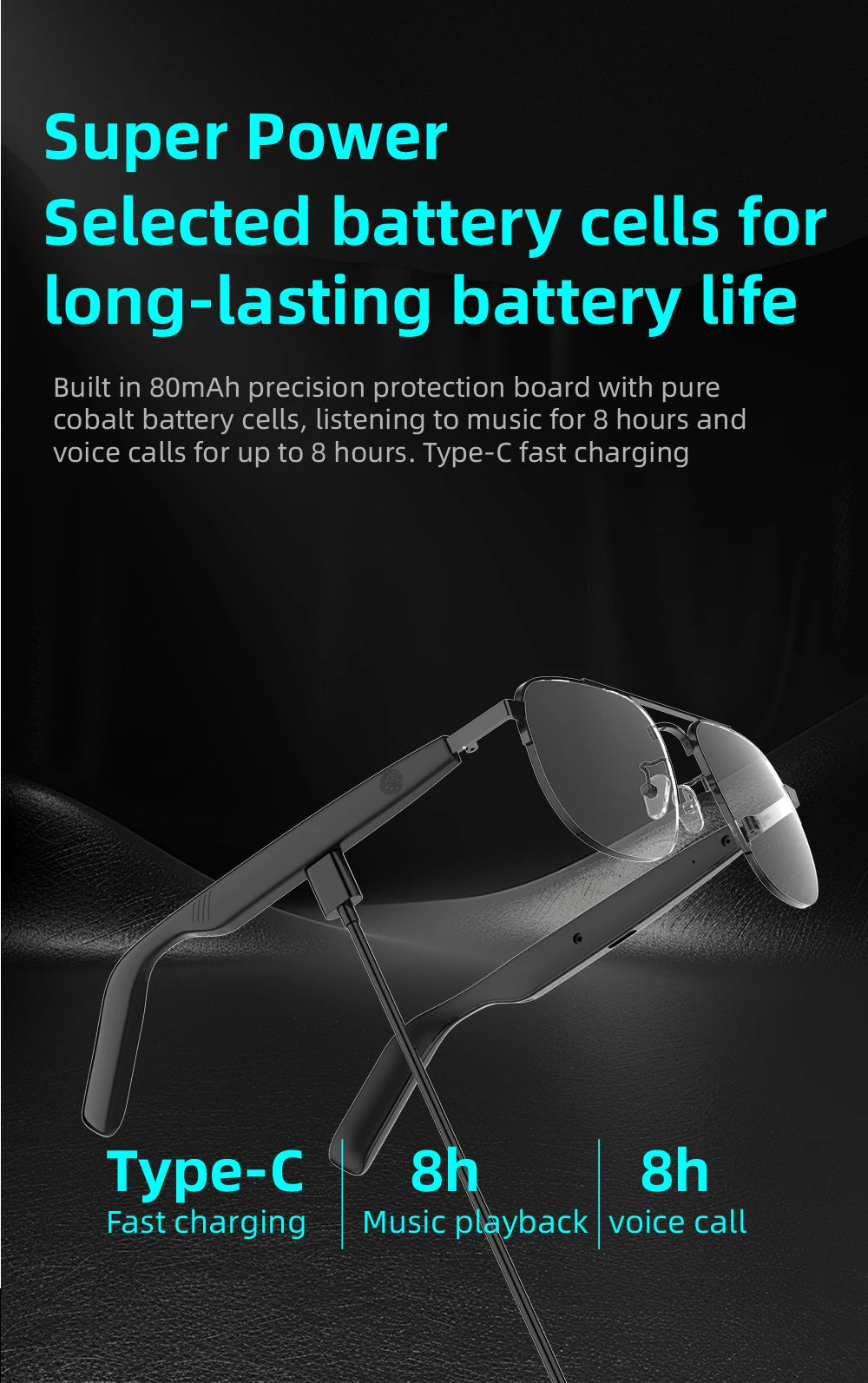 New Styles Fashion SG-15 Pro Smart Glasses Anti Blue Light Audio Glasses Portable Music Stereo For Sports Riding Sunglasses