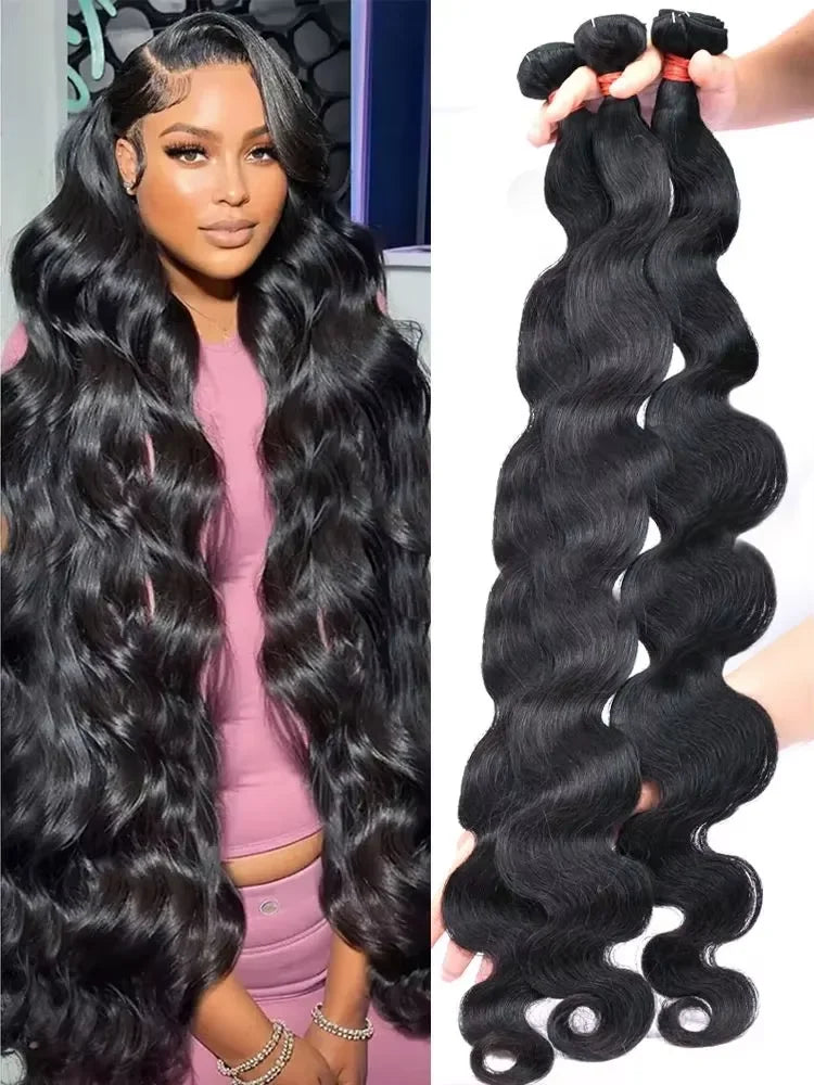 28 30 Inch Raw Brazilian Human Hair Bundles Body Wave Loose 3 4 Bundle Virgin Remy Hair Extension For Women Sew In Quick Weave