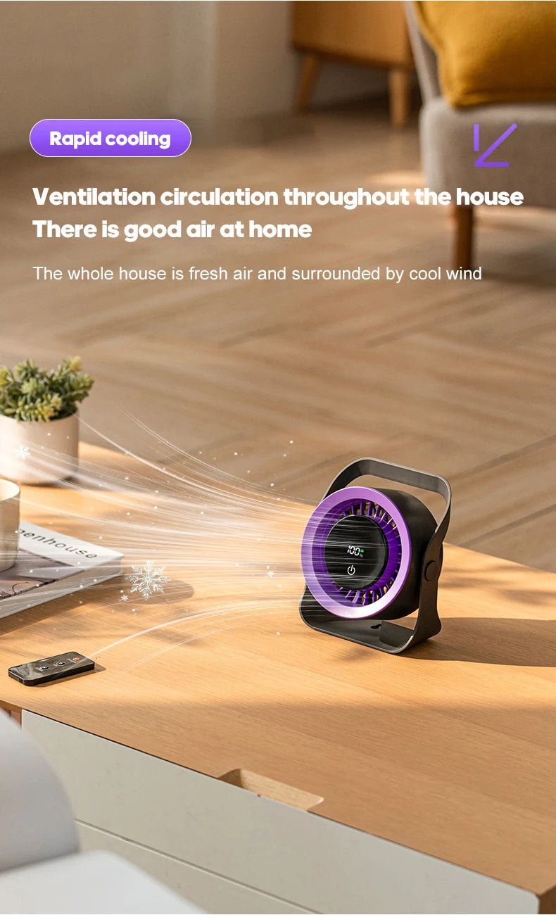 4000mAh Outdoor Desktop Fan Angle Adjustable 100 Speeds Wall Mount Portable Fan With Remote Control and Touch Screen Cooling Fan