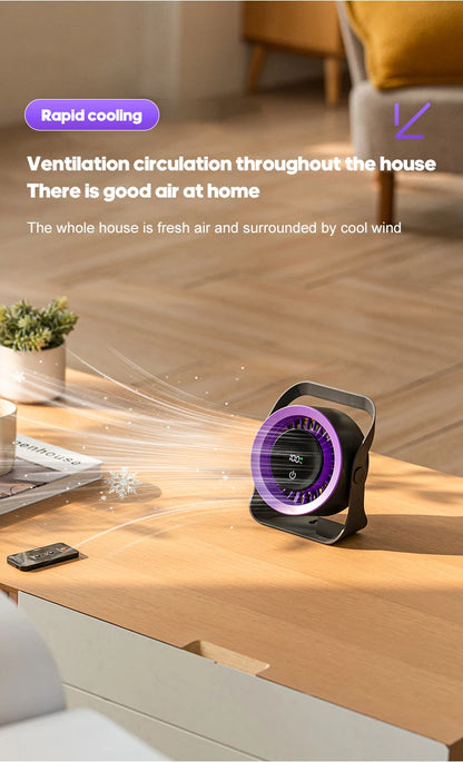 4000mAh Outdoor Desktop Fan Angle Adjustable 100 Speeds Wall Mount Portable Fan With Remote Control and Touch Screen Cooling Fan