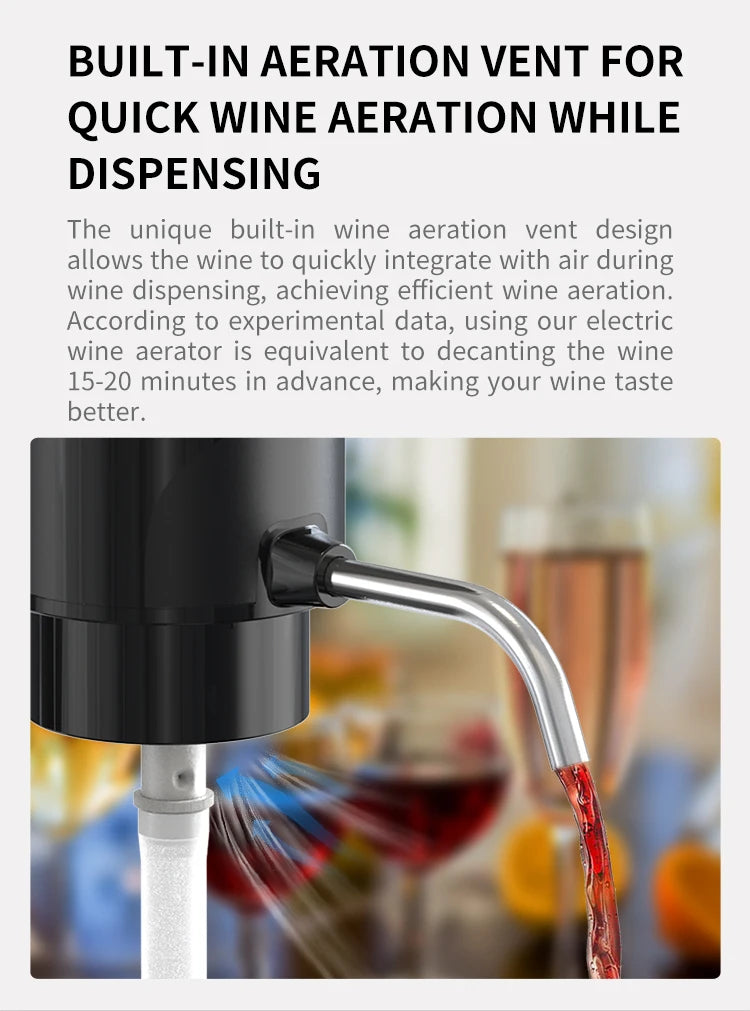 Rechargeable Electric Wine Aerator Dispenser One-touch Automatic Wine Decanter Intelligent Electric Wine Pourer