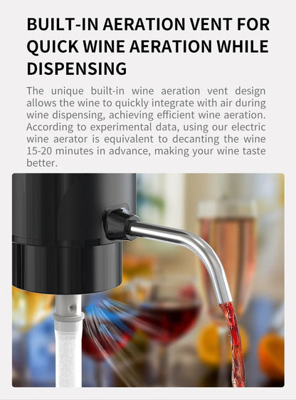 Rechargeable Electric Wine Aerator Dispenser One-touch Automatic Wine Decanter Intelligent Electric Wine Pourer