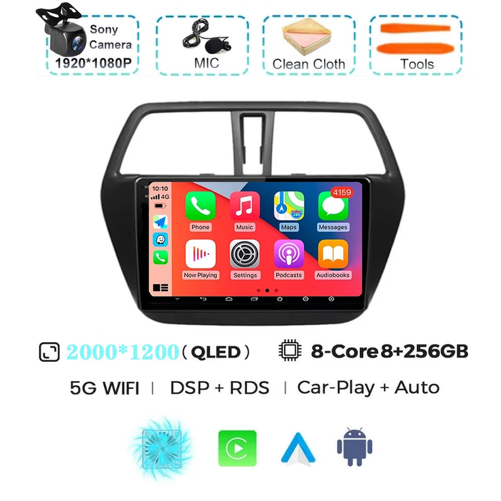 For Suzuki SX4 S-Cross 2014 2015 2016 2017 Android 15 Car Radio Multimedia Player Stereo GPS WIFI+4G wireless Carplay Auto video