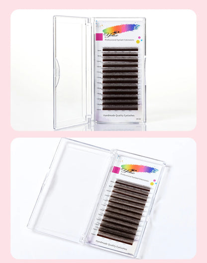 Yelix Brown Eyelashes W Shaped Eyelash Extensions Single Tips 2D 3D 4D 5D Premade Fans Lahses Soft Natural Individual Lahes