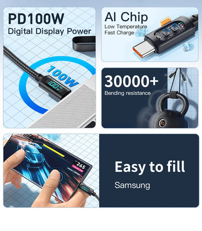 Essager Type C to Type C Cable 100W PD Fast Charging Charger USB C to USB C Display Cable For Xiaomi POCO F3 Realme Macbook iPad