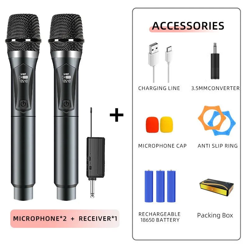 Dual Wireless Microphone Home Karaoke Stage Sound System ,Professional High-Volume Handheld Wireless Microphones for KTV