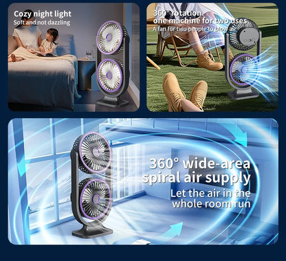 TINSOL 2026 New Dual-Head Desktop Fan, High-Power Air Circulation Fan, Office and Dormitory Double-Layer Fan