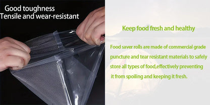 JKUOO Vacuum Sealer Bags Rolls for Food - Freezer Roll Bags - Food Saver Compatible with Vacuum Sealer Machines