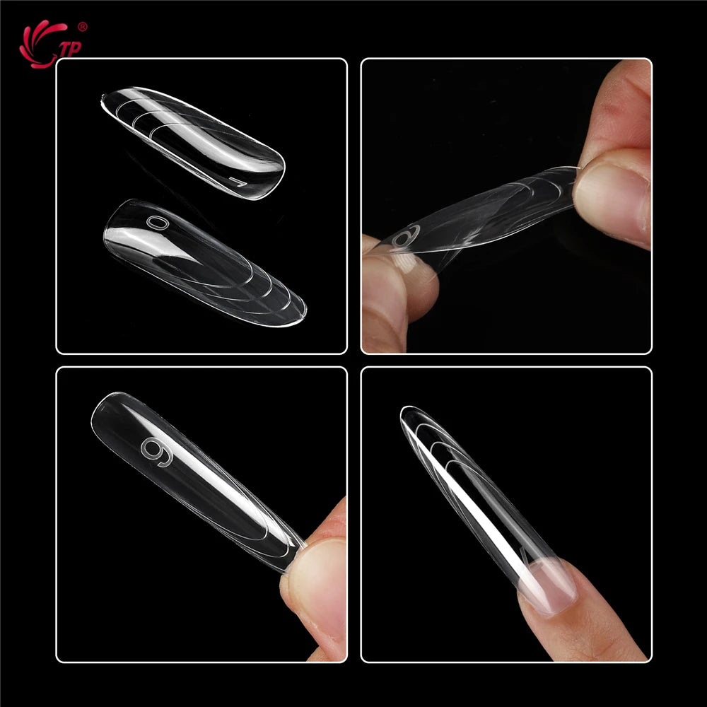 TP New 70pcs/140pcs Clear Nail Dual Form Full Cover Nail Extension System Quick Building Gel Molds False Nail Tip Manicure Tools