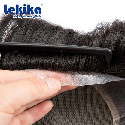 Australia Toupee Men Lace and PU Base Breathable Men's Wig For Men Capillary Prosthesis Replacement Natural Hairline System