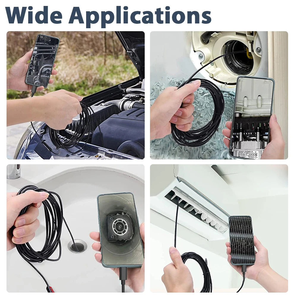 KERUI 2MP Industrial Endoscope Camera Single/Dual Lens Mini Inspection Camera for Iphone Waterproof Pipeline Borescope Type C