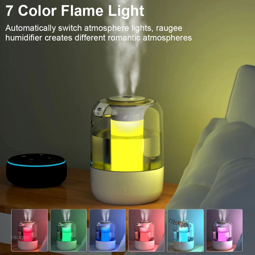 Air Humidifier 2.2L Large Capacity Home Humidifier Mute Mist Maker Double Nozzle Usb Humidifier for Bedroom with LED Night Light