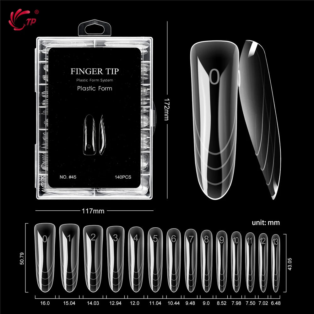 TP New 70pcs/140pcs Clear Nail Dual Form Full Cover Nail Extension System Quick Building Gel Molds False Nail Tip Manicure Tools