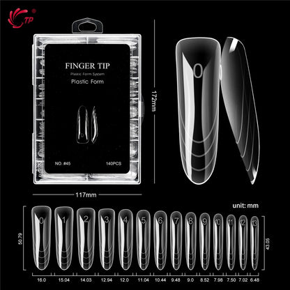 TP New 70pcs/140pcs Clear Nail Dual Form Full Cover Nail Extension System Quick Building Gel Molds False Nail Tip Manicure Tools