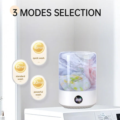 4L Mini Washing Machine, 5000Mah, Fully Automatic Portable Turbine Led Washing Cup and Compact for Children's Clothing, Underwea