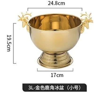 Aixiangru 13.5L Ice Bucket With Deer Head Handle Beer Holde Whiskey Wine Cooler Stainless Steel Champagne Basin Bar Accessories